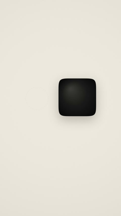 The finished dark square appears beside the ghost of the original sphere